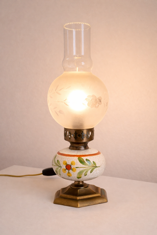 Lampada vintage ceramica vetro metallo