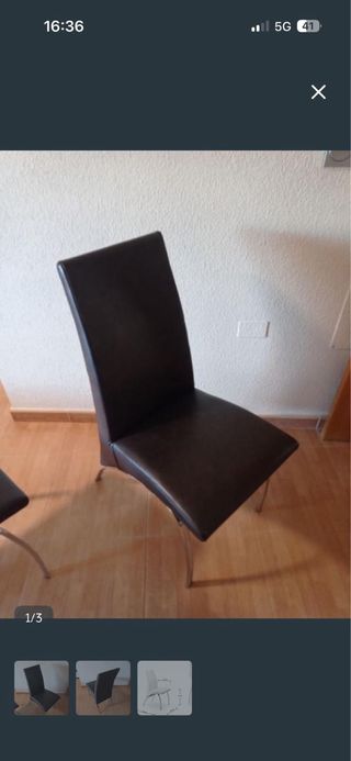 Sillas de comedor de cuero y metal 6 sillas 20€ Un