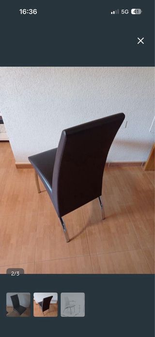 Sillas de comedor de cuero y metal 6 sillas 20€ Un