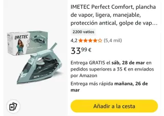 *NUEVA* Plancha de vapor Imetec Perfect Comfort