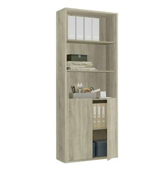 Estantería de madera con puertas
