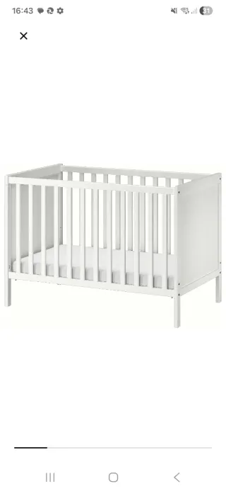 Cuna SUNDVIK IKEA blanca 60x120cm con ruedas