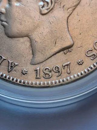 2 Monedas 5 Pesetas plata Alfonso XIII-1897-98