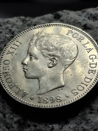 2 Monedas 5 Pesetas plata Alfonso XIII-1897-98