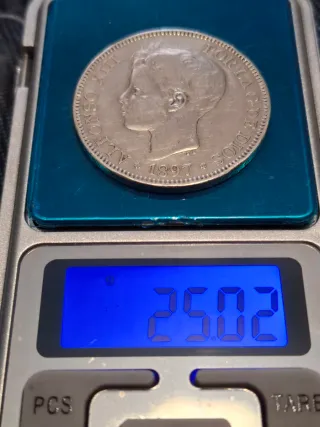 2 Monedas 5 Pesetas plata Alfonso XIII-1897-98