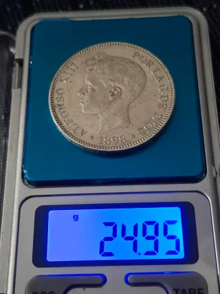 2 Monedas 5 Pesetas plata Alfonso XIII-1897-98