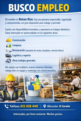 Busco Trabajo en Arteixo/ A Coruña