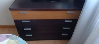 Cabecero, 2 mesitas y sinfonier madera