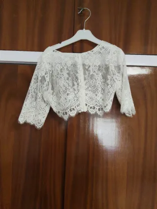 Vestido de comunión niña blanco hueso rosa