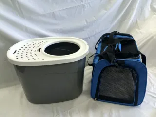 Transportín y arenero para gato