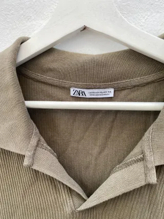 Zara Polo Manga Corta Verde Oliva