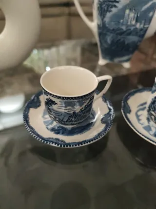 Juego de té inglés porcelana azul,nuevo a estrenar