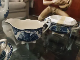 Juego de té inglés porcelana azul,nuevo a estrenar