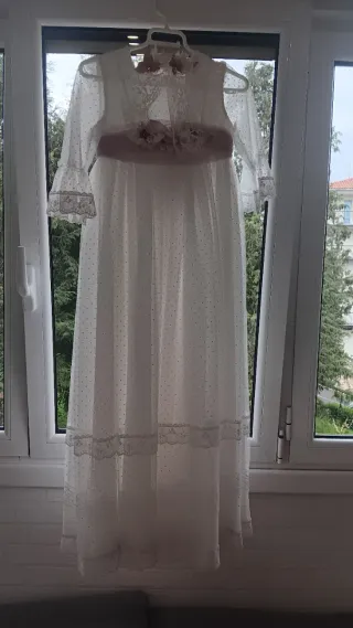 Vestido de Comunión Blanco con Flores