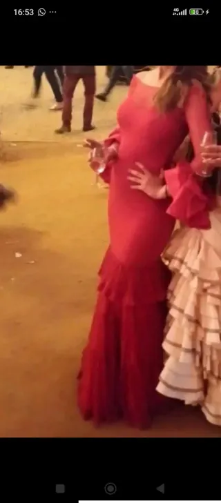 Vestido Flamenca Rojo Talla 36/38 Plumeti
