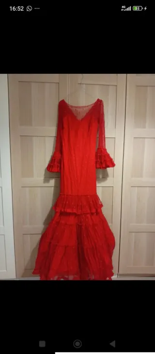 Vestido Flamenca Rojo Talla 36/38 Plumeti