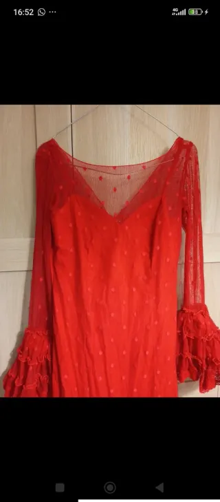 Vestido Flamenca Rojo Talla 36/38 Plumeti