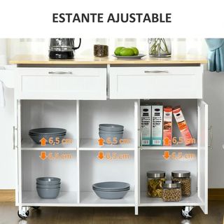 Isla de Cocina Mueble Auxiliar con 2 Cajones