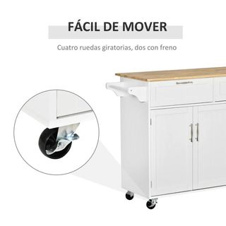Isla de Cocina Mueble Auxiliar con 2 Cajones