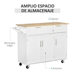 Isla de Cocina Mueble Auxiliar con 2 Cajones