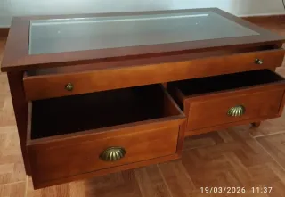 Mesa de centro madera y cristal