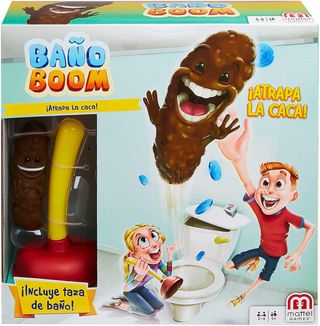 Mattel Games Baño Boom, ¡Atrapa la Caca!, juego de