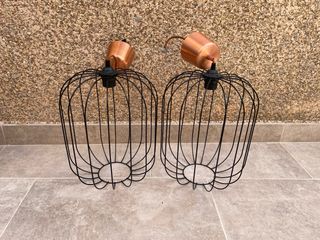 2 Lámparas Jaula Negras Doradas