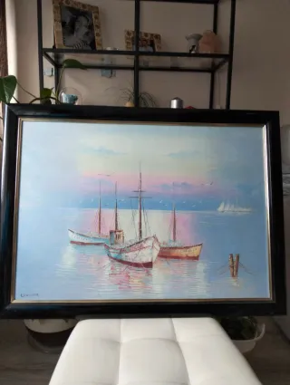 Cuadro Pintado a Mano Paisaje Marino