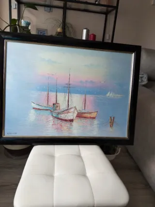 Cuadro Pintado a Mano Paisaje Marino