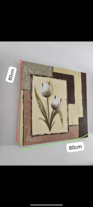 3 Cuadros Decorativos Tulipán Beige y Marrón