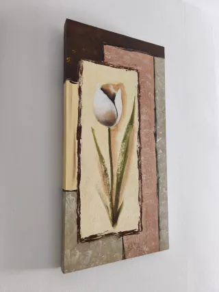 3 Cuadros Decorativos Tulipán Beige y Marrón