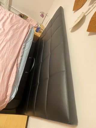 Canapé 135x190 cm Negro y cabecero retapizado