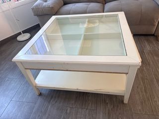 Mesa de centro cristal y madera