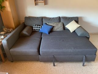 Sofá cama 3 plazas con cheslong gris