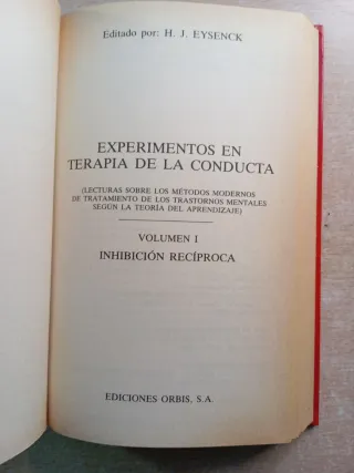 Experimentos en Terapia de la Conducta. Eysenck.