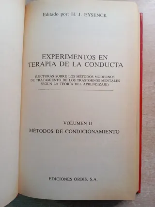 Experimentos en Terapia de la Conducta. Eysenck.