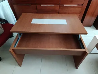 Mesa de centro elevable madera y cristal