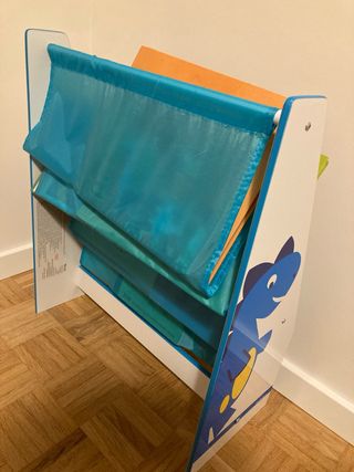 Estantería libros infantil azul dibujo dinosaurios