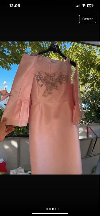 Vestido y chaqueta de fiesta rosa