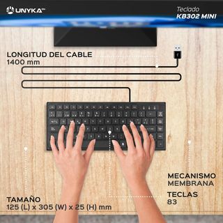Unykach Mini Teclado KB302, Ultraplano con 83 Tecl