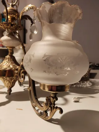 Lámpara Techo Vintage Clásica Oro Cristal