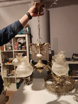 Lámpara Techo Vintage Clásica Oro Cristal