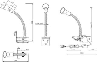 Trio 5028010-47 Flexo Pinza E14, 18 W, Color Acero