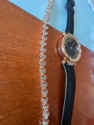 Pack Reloj Mujer + Pulsera Oro Rosa con circonitas