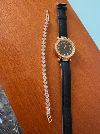Pack Reloj Mujer + Pulsera Oro Rosa con circonitas