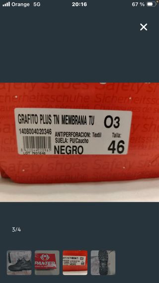 Zapatos seguridad Panter 46 punta de composite