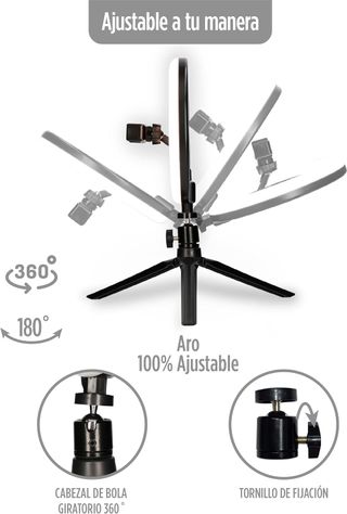 KSIX Aro de Luz Trípode sobremesa regulable.15 col