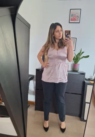 Top Melville simil raso rosa lilla taglia M