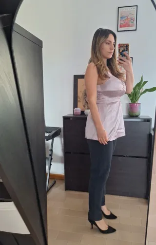 Top Melville simil raso rosa lilla taglia M