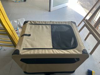 Transportín para perros beige y negro
